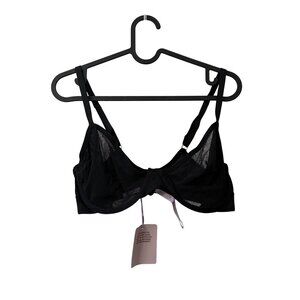 Savage X Fenty Black Unlined Mesh Underwired Bra Womens Size 34DD NEW